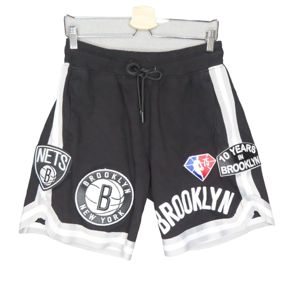 Pro‎ Standard Brooklyn Nets Basketball Shorts Medium Logo Patch Black White